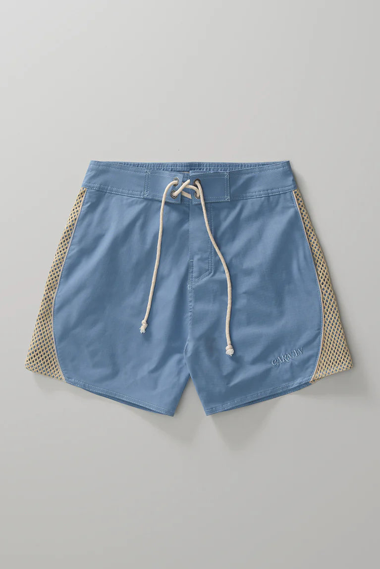 Curved Mesh Boardshorts  Light blue