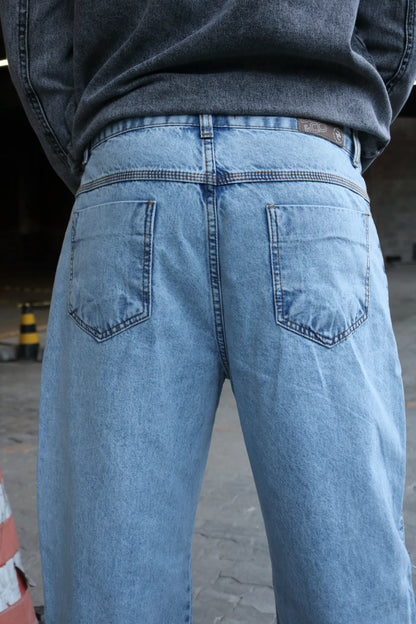 Calça Baggy Patchwork  Fire Blue