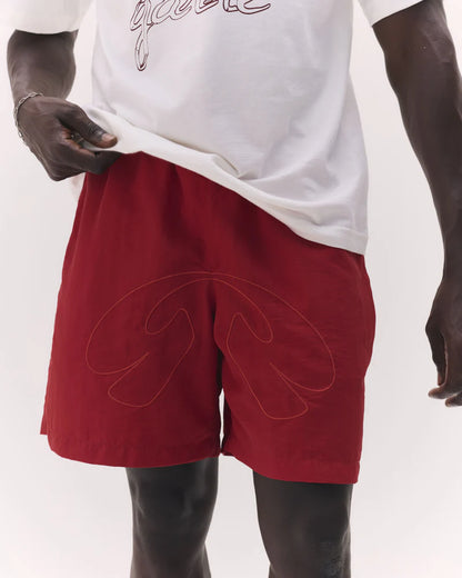 Red Taslon Shorts