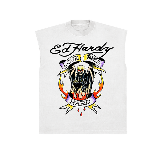 Sleeveless Tee Love Dies Hard White