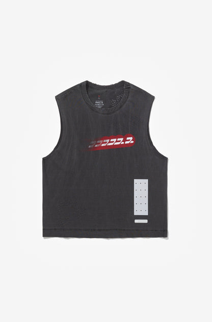 DRUMMER TANK TOP RED LOGO STONE WASHED BLACK