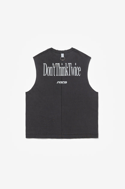 DRUMMER TANK TOP LOGO STONE WASHED BLACK