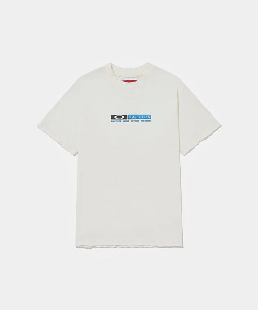 Caution Ripped Tshirt  Bone White