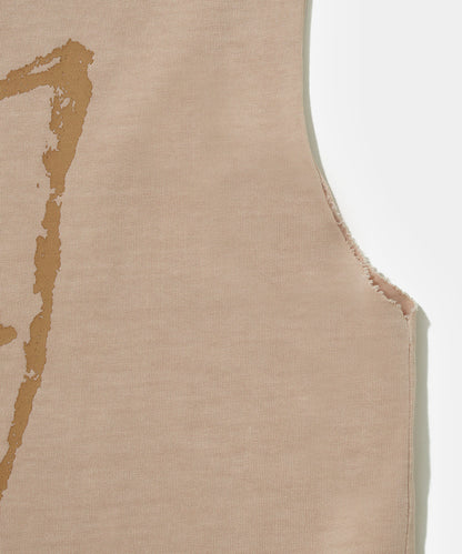 Emblem Raw Edge Oversized Tank Top
