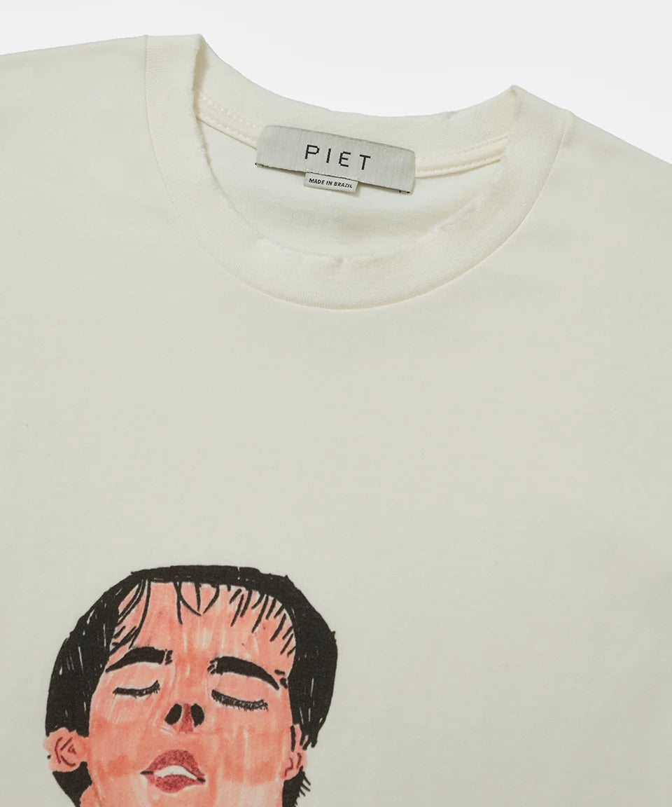 Illustrated Relaxed Jesus Tshirt  Bone White