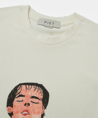 Illustrated Relaxed Jesus Tshirt  Bone White
