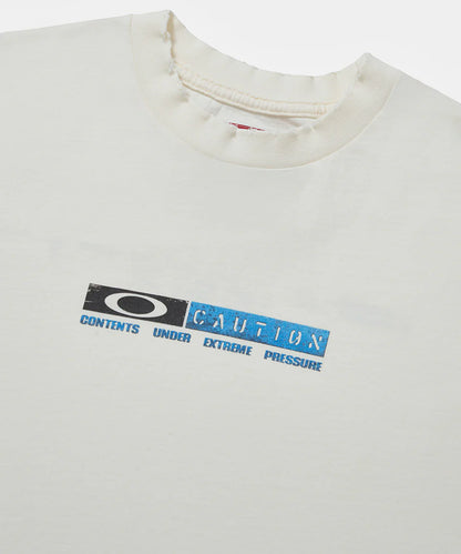 Caution Ripped Tshirt  Bone White