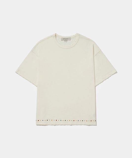 Gems Distressed Tee Bone White