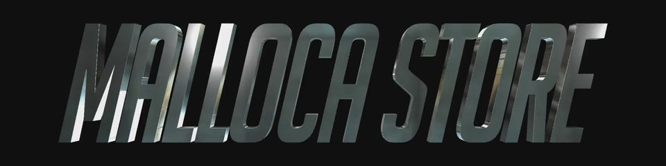 Logo Malloca Store cromada girando