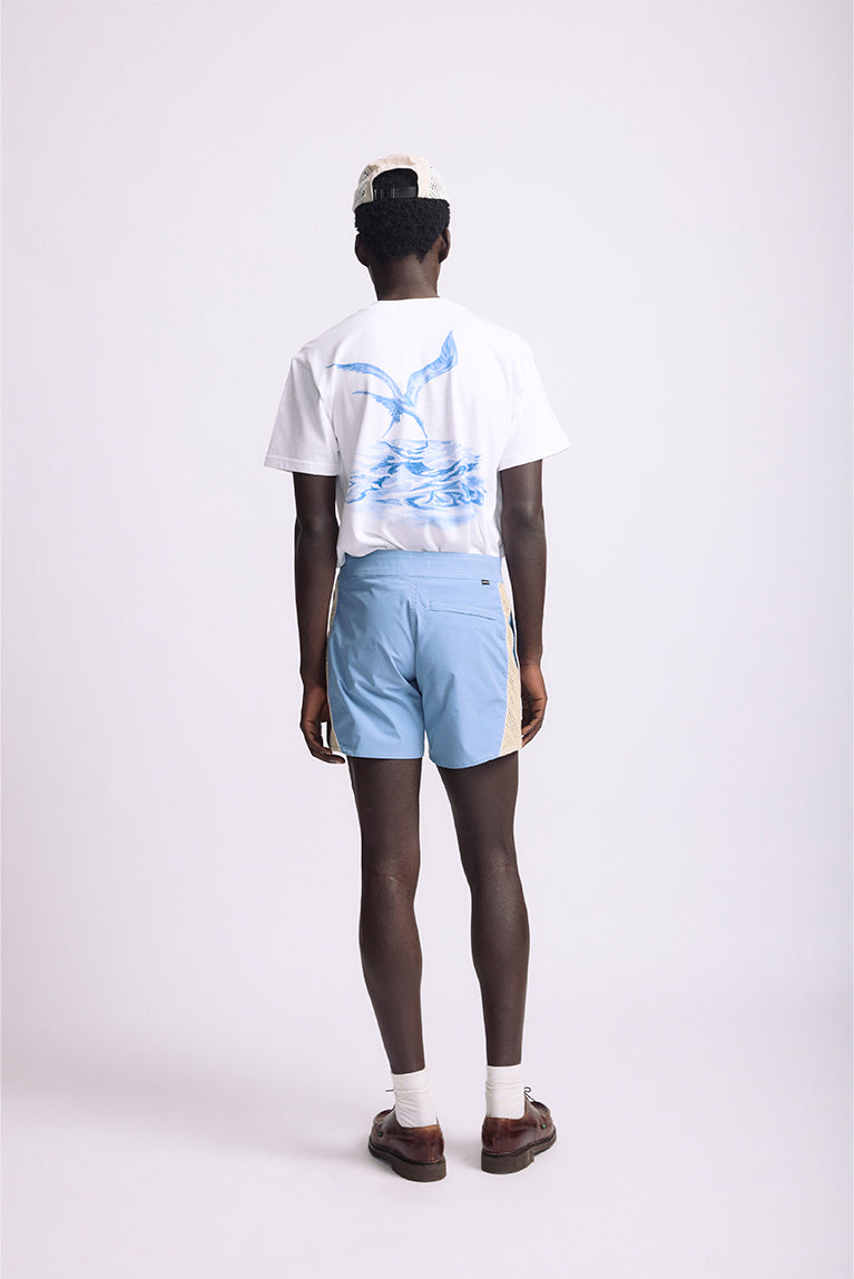 Curved Mesh Boardshorts  Light blue