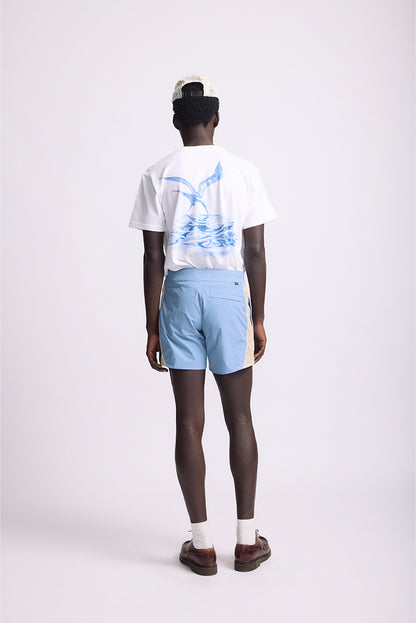 Curved Mesh Boardshorts  Light blue