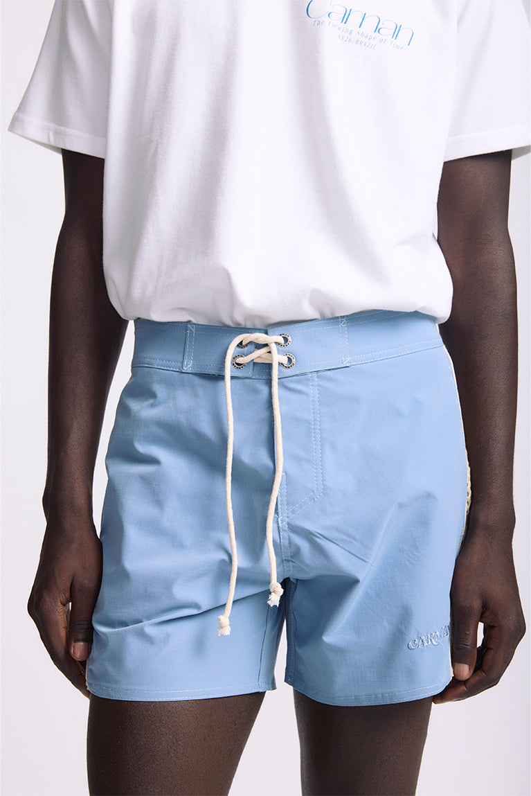 Curved Mesh Boardshorts  Light blue