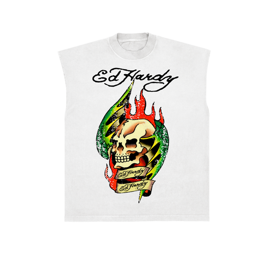 Sleeveless Tee Skull White