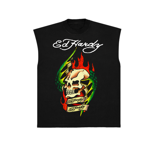 Sleeveless Tee Skull Black