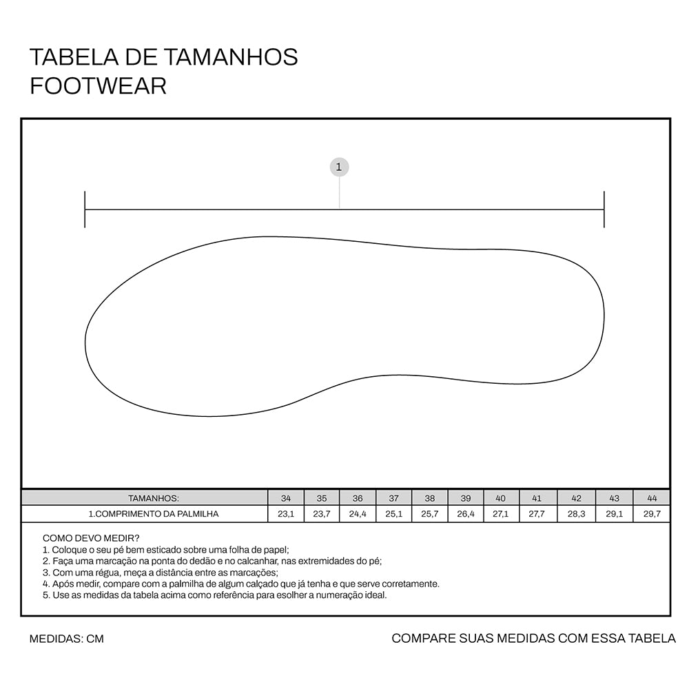Tabela de medidas