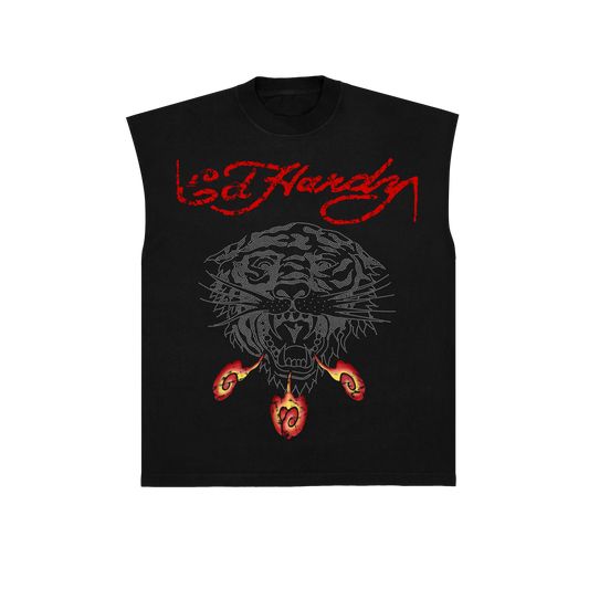 Sleeveless Tee Tiger Fireball Black